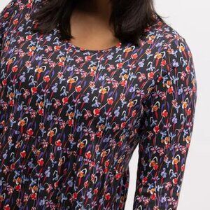 NWT Ulla Popken Sz 24/26 3X   Floral Print Empire Cotton Knit Pocket Dress